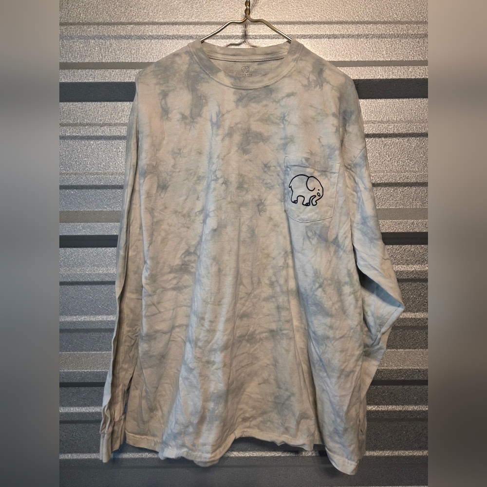 Ivory Ella Tie-Dye Long Sleeve Shirt - Blue and White